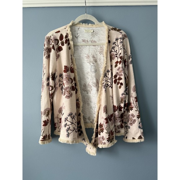 Spartina 449 Sweaters - Spartina 449 MSRP $129 Floral Convertible Cardigan with Fringe Size Large Cotton